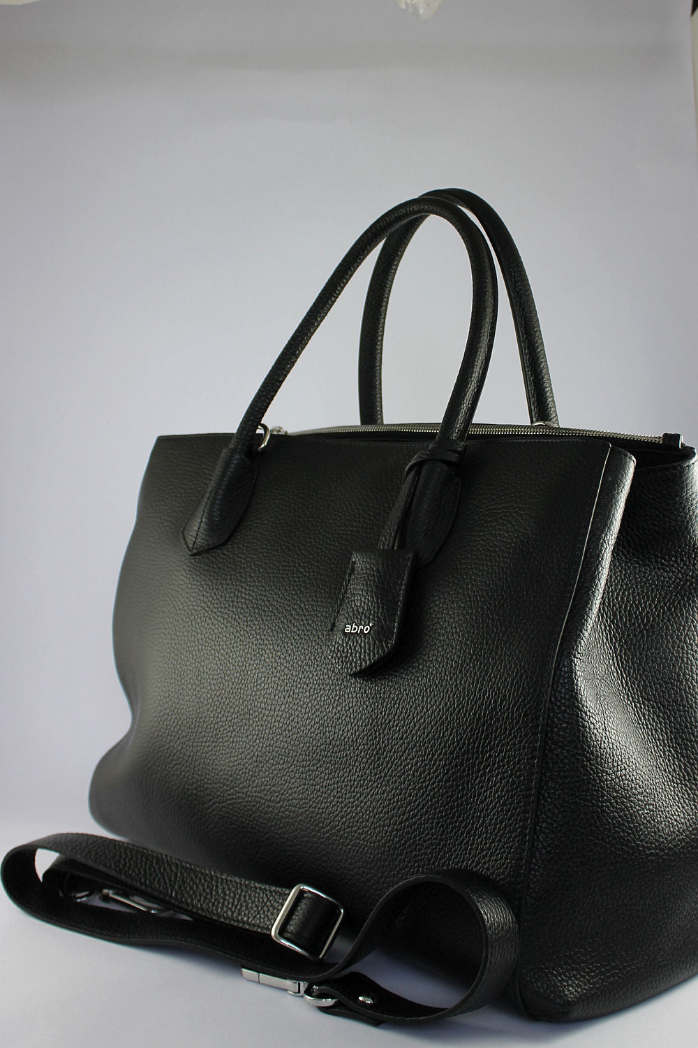 'Adrienne' Business Shopper in Black Leather