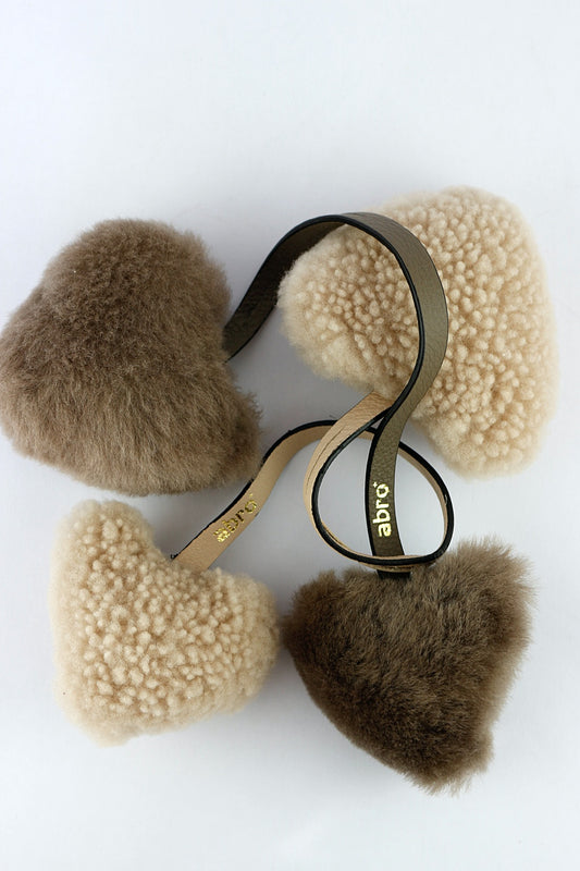 Shearling & Leather Hearts Tassel Charm