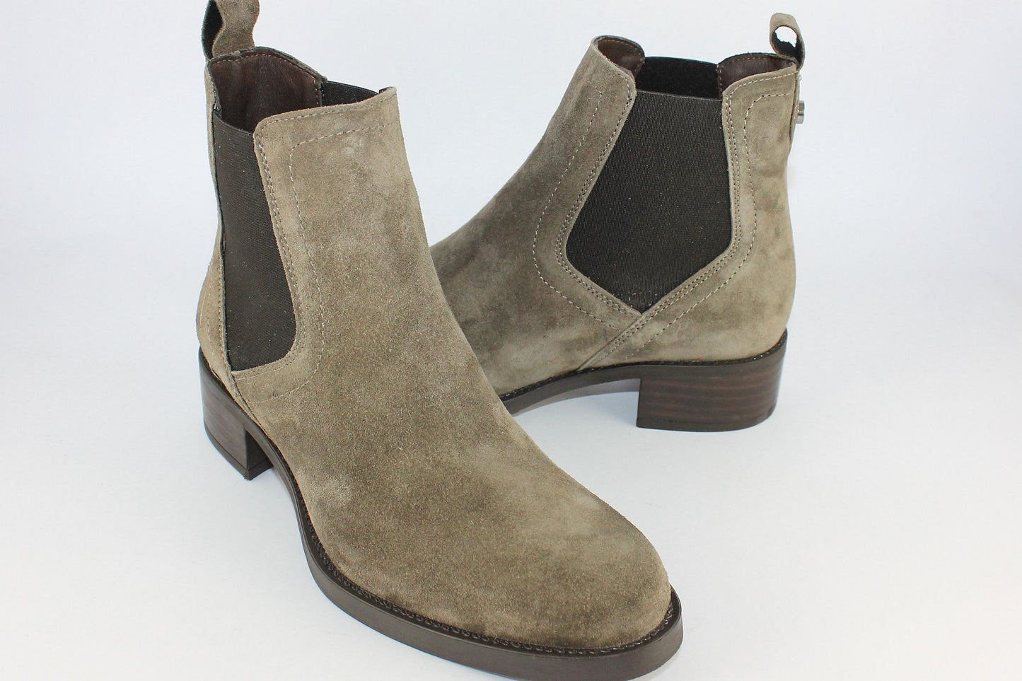Grey-Green Suede Small Heeled Boot
