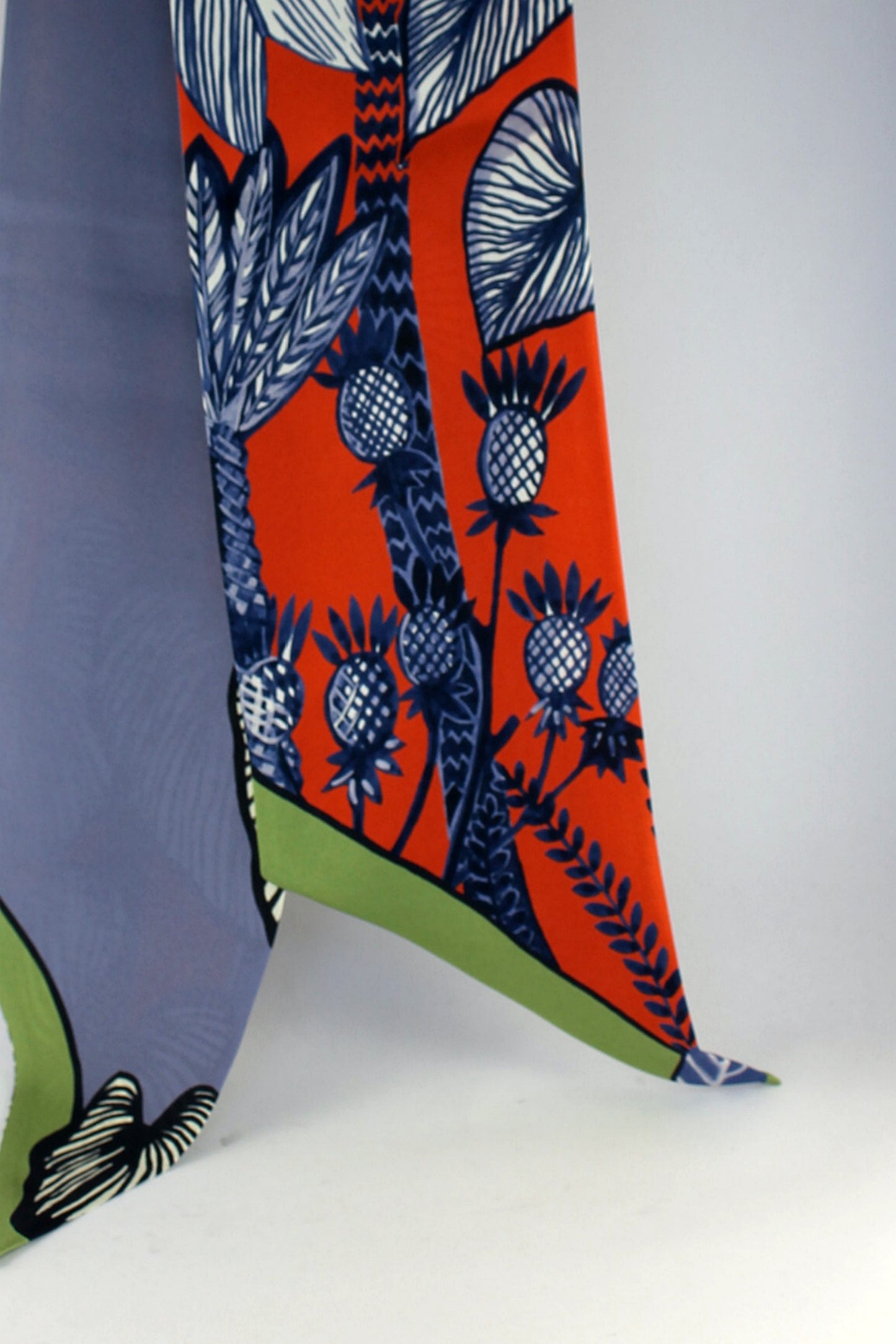 'Leaf Motif' in Navy & Coral