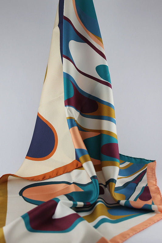 'Graphic Feather' Double-Printed Square