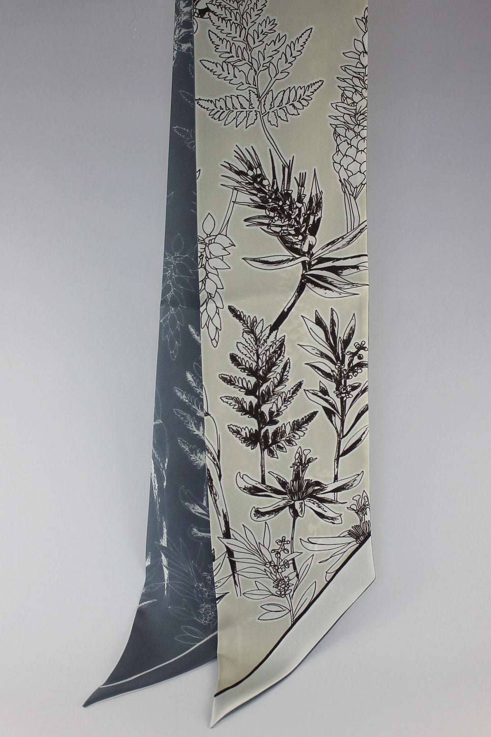 'Ferns' Silk Neck Tie in Almond & Grey