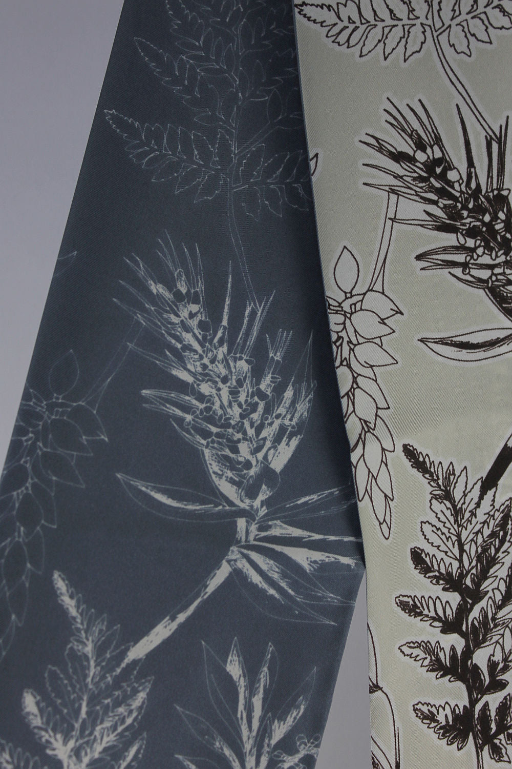 'Ferns' Silk Neck Tie in Almond & Grey