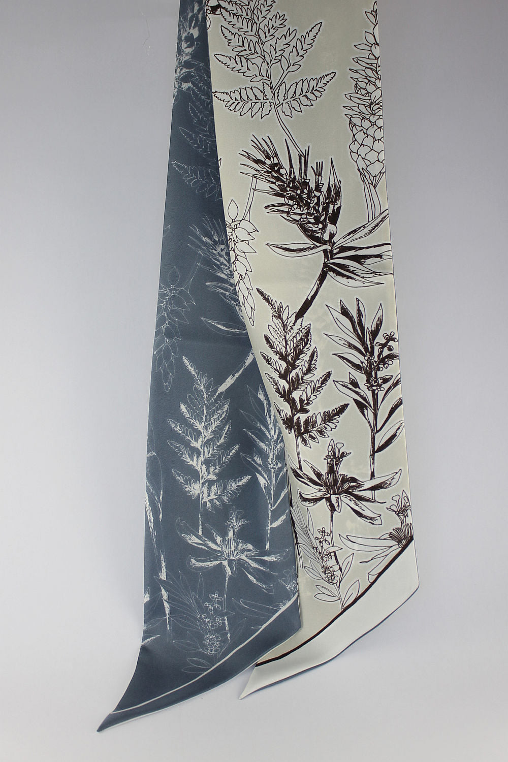 'Ferns' Silk Neck Tie in Almond & Grey