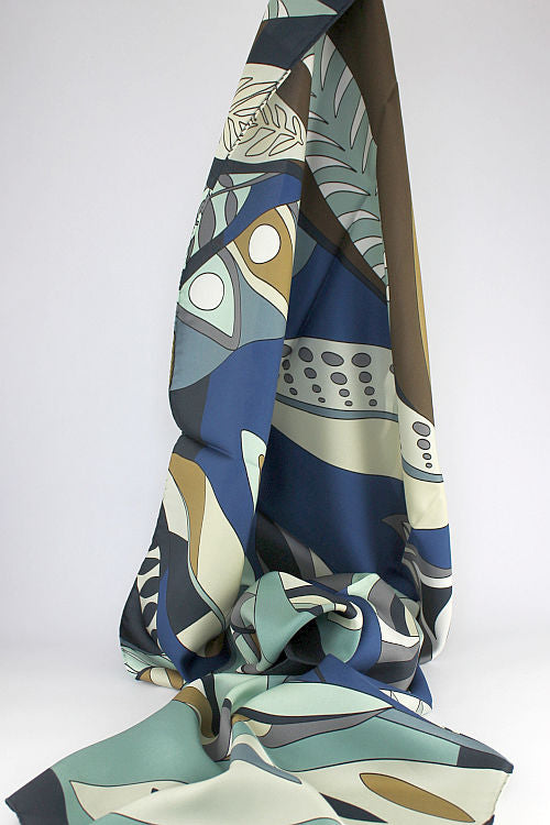 'Caterina' Silk Scarf in Blue & Green