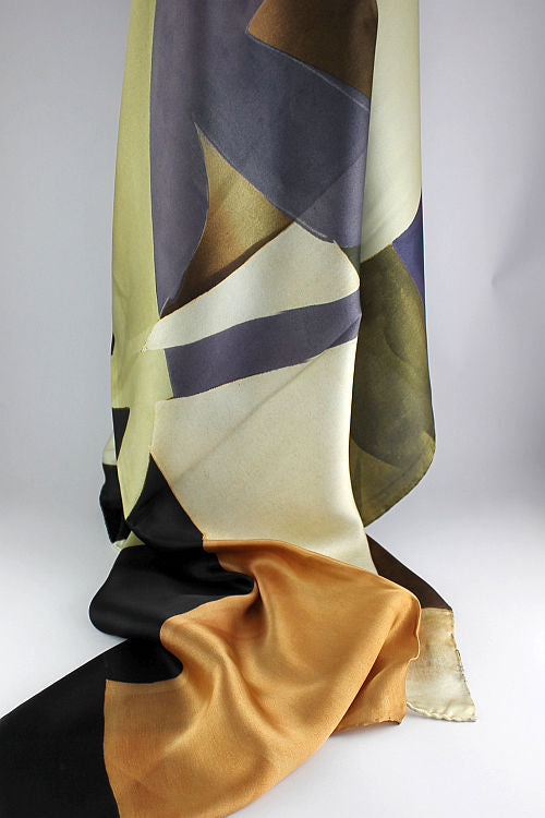 'Muted Abstract' Silk Satin Scarf