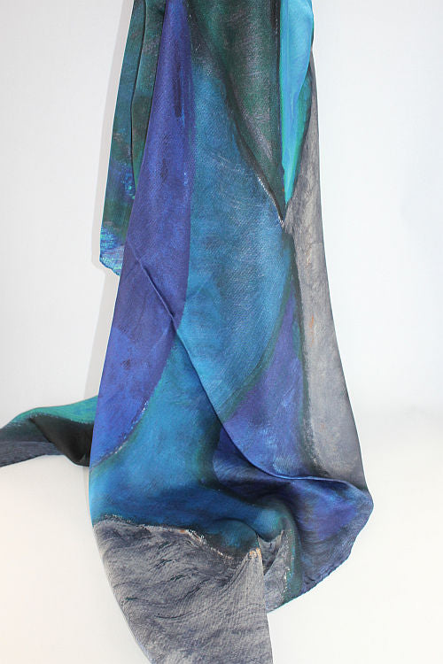 'Carlotta' Silk Satin Bright Blues Scarf