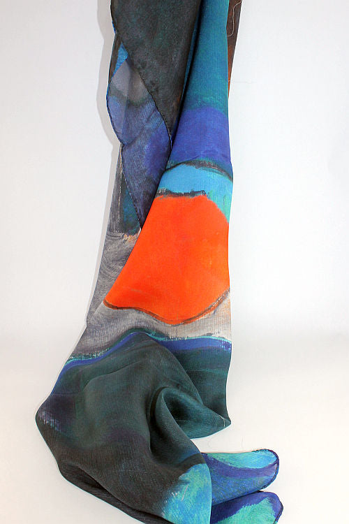 'Carlotta' Silk Satin Bright Blues Scarf