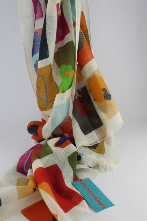 'Barbara' White Sheep Print Scarf