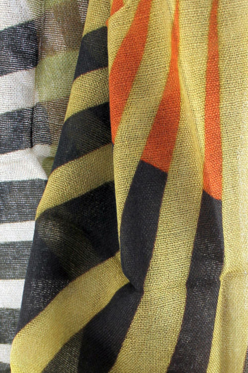 'Allegra' Wool Olive and Black Print Scarf