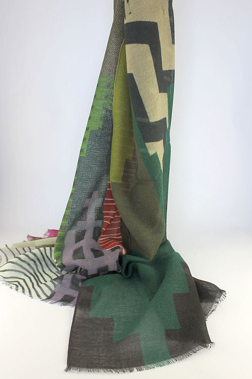 'Orizzonte' Greens and Browns Wool Scarf