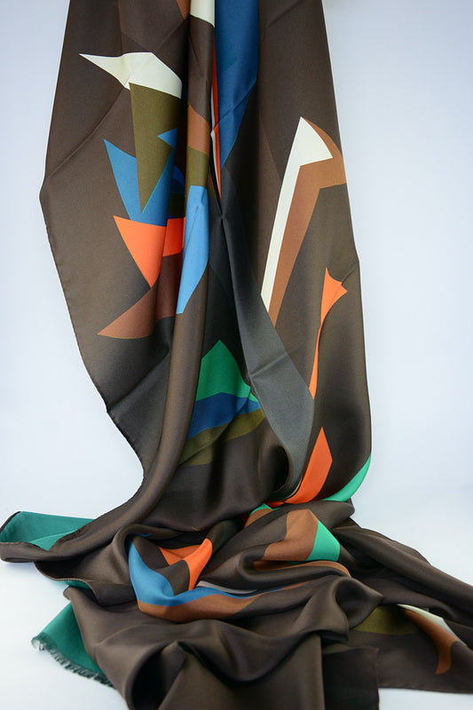 'Collage' Double-Sided in Chocolate & Teal