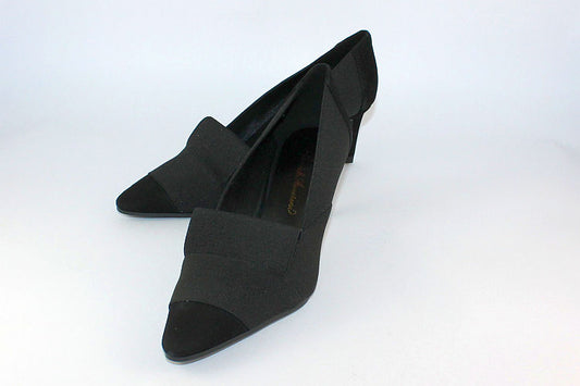 'Paola' Black Suede and Fabric Court