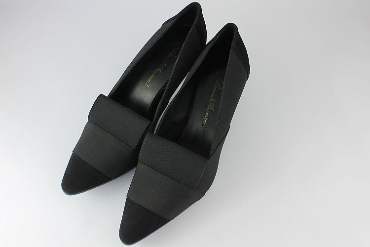 'Paola' Black Suede and Fabric Court