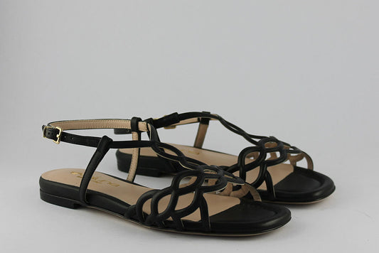 'Ravenna' Black Leather Sandal