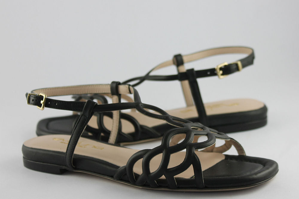 'Ravenna' Black Leather Sandal