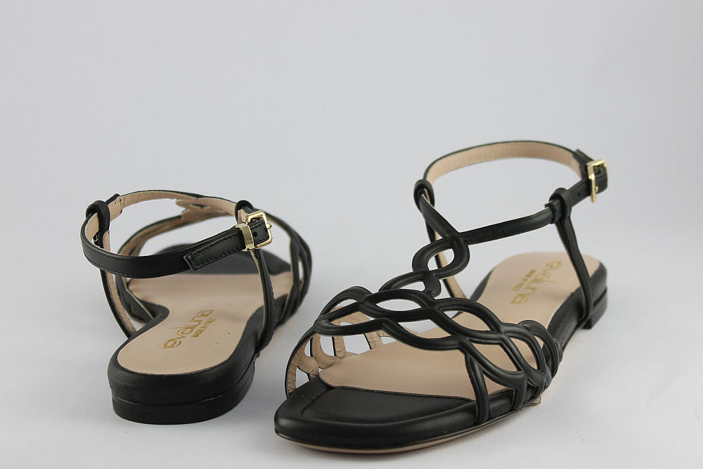 'Ravenna' Black Leather Sandal