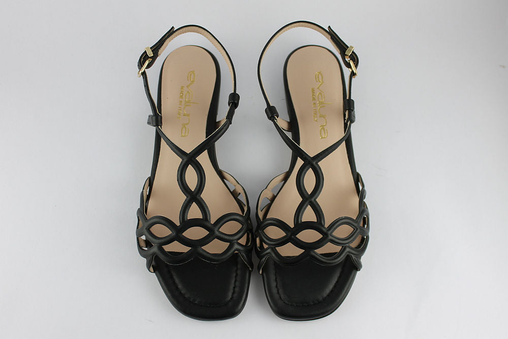 'Ravenna' Black Leather Sandal