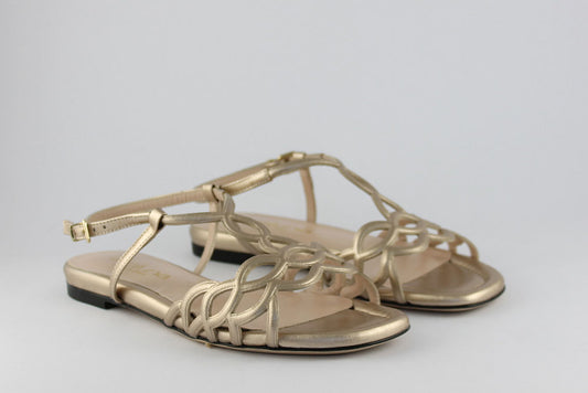 'Ravenna' Soft Gold Leather Sandal