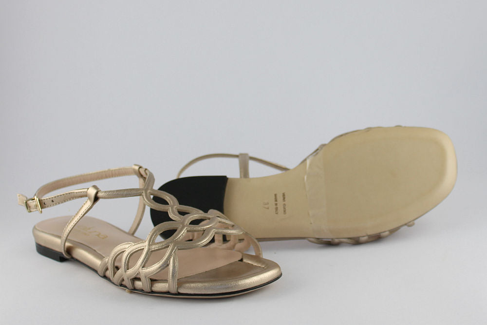 'Ravenna' Soft Gold Leather Sandal