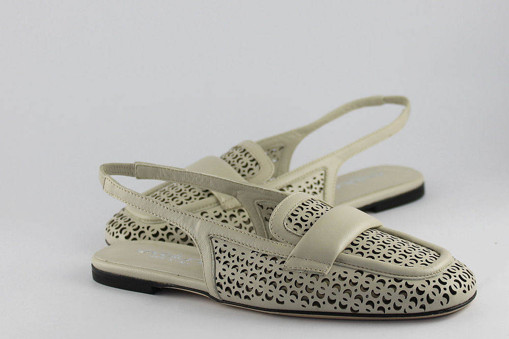 'Genoa' Leather Slingback in Stone