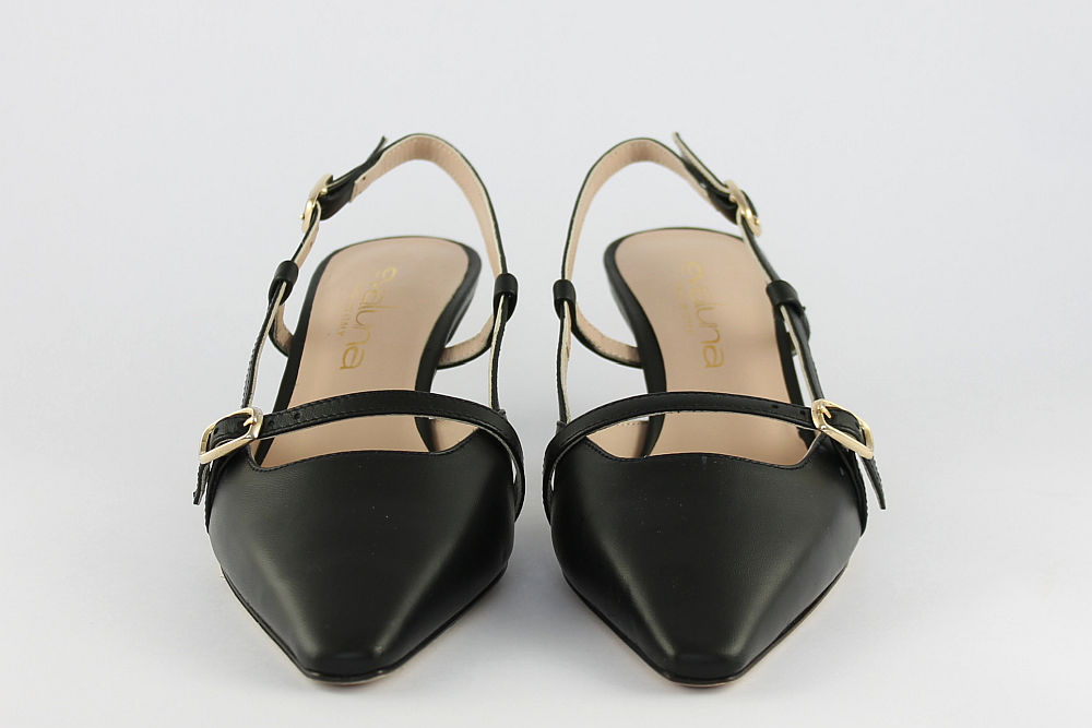 'Napoli' Black Leather Slingback