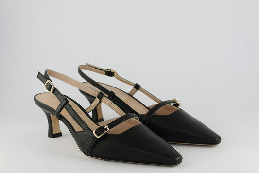 'Napoli' Black Leather Slingback