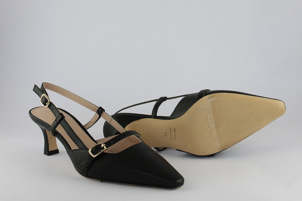 'Napoli' Black Leather Slingback