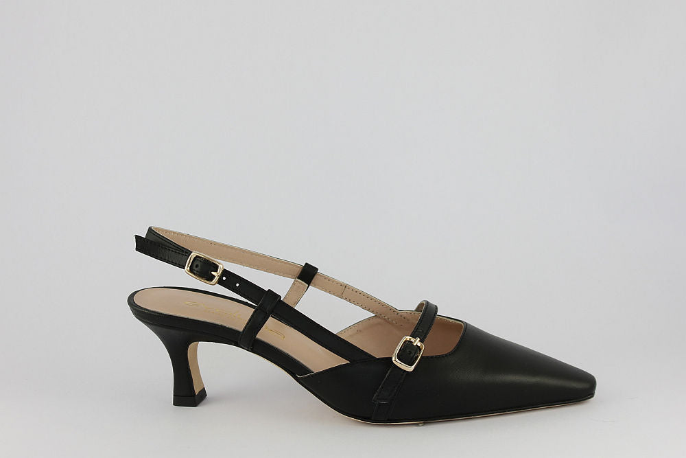 'Napoli' Black Leather Slingback