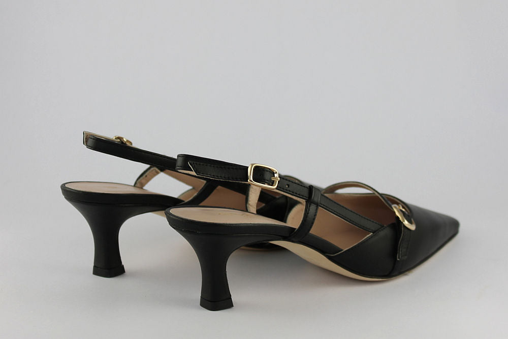 'Napoli' Black Leather Slingback