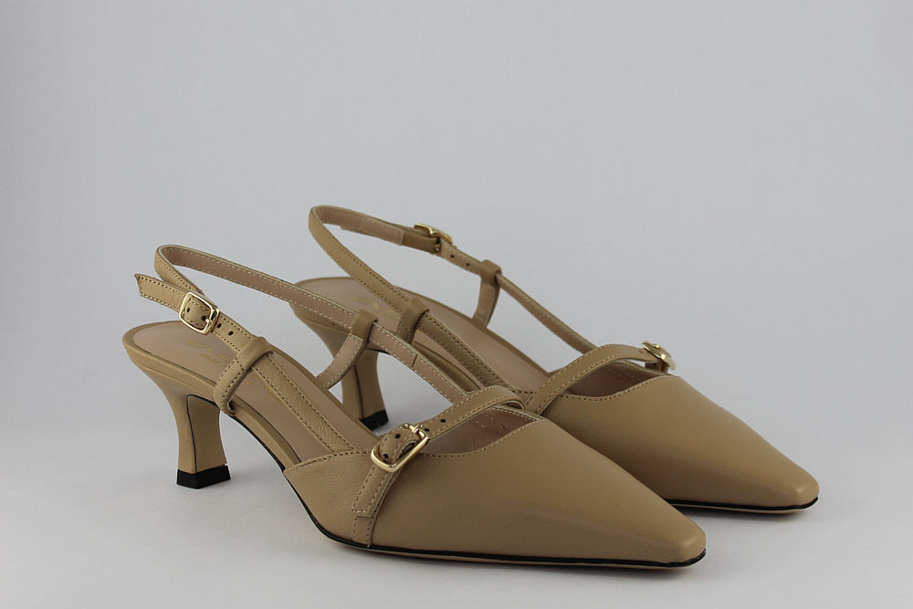 'Napoli' Camel Leather Slingback