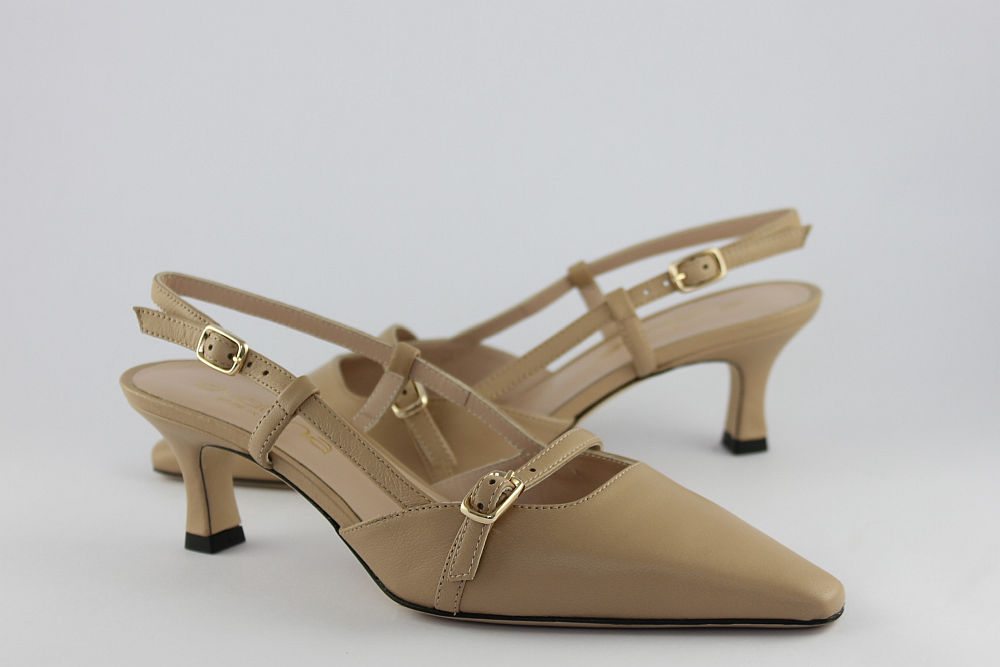 'Napoli' Camel Leather Slingback