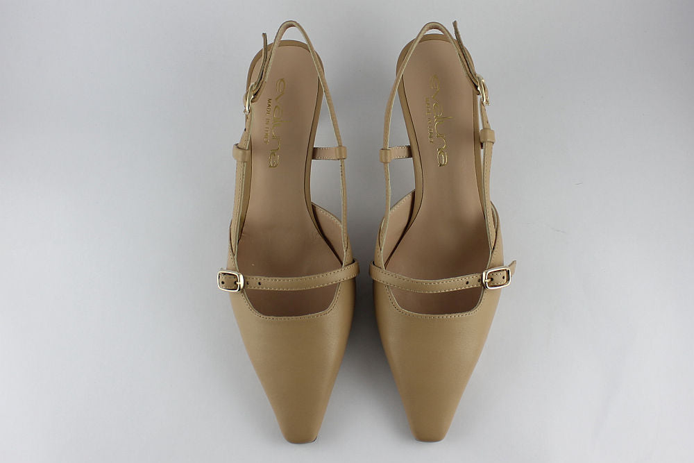 'Napoli' Camel Leather Slingback