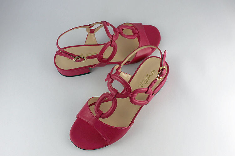 Flat Fuschia Pink Leather Sandal