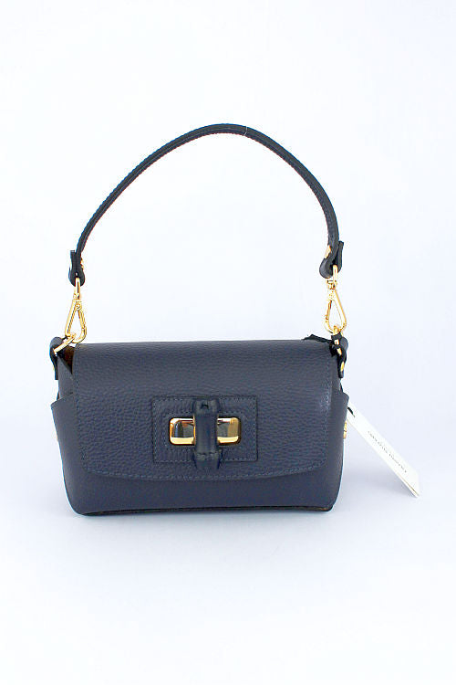 'Serafina' Small Leather Bag in Navy