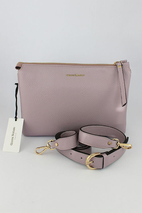 'Emilia' Large Leather Clutch in Lilac