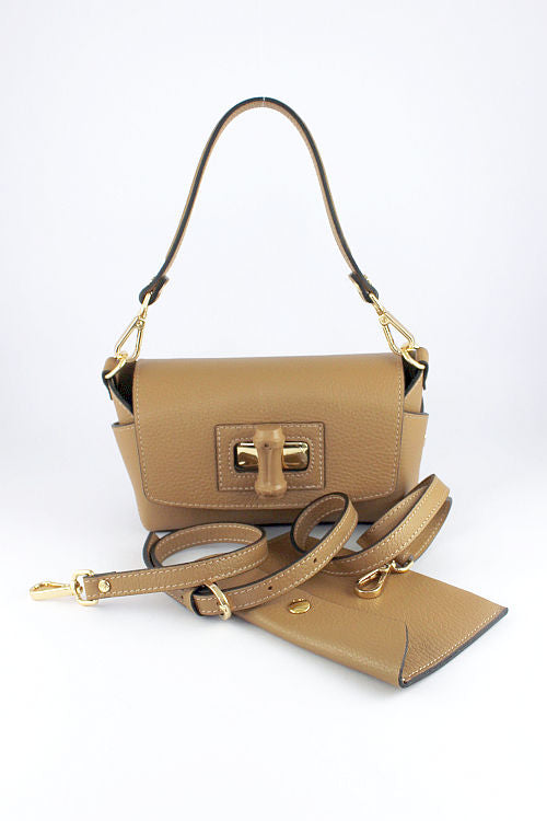 'Serafina' Small Leather Bag in Camel