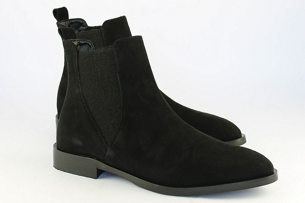 'Elettra' Black Pointed Suede Ankle Boot