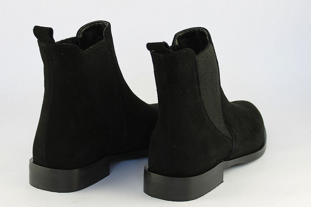 'Elettra' Black Pointed Suede Ankle Boot