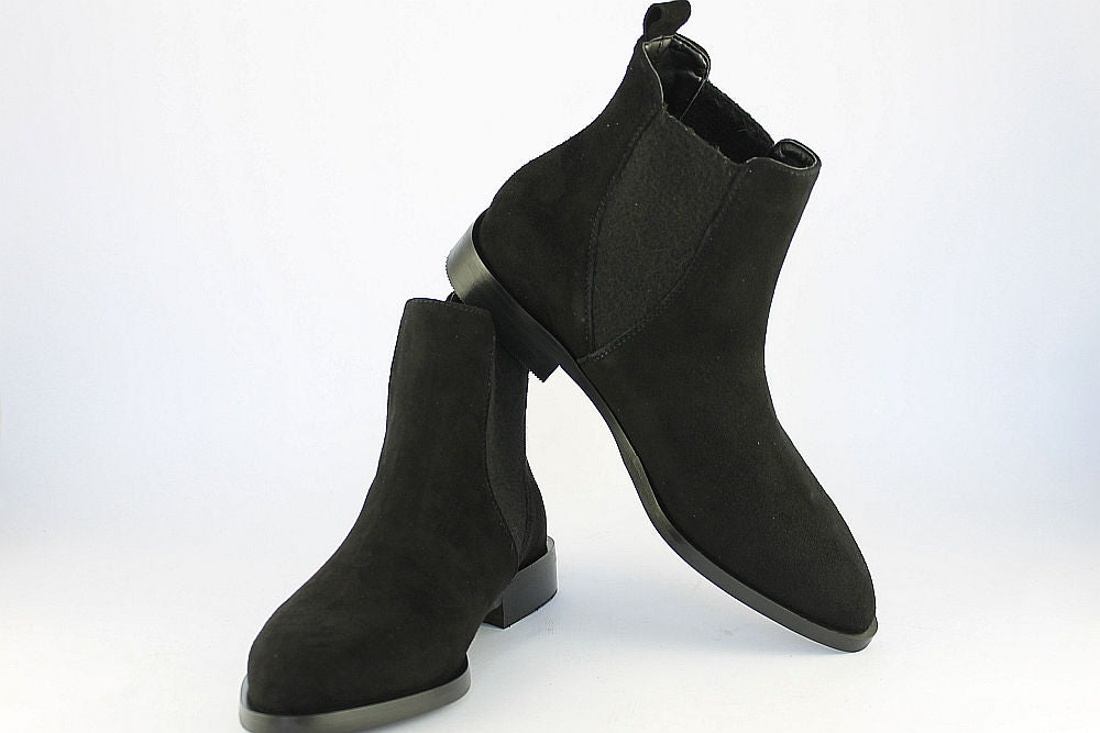 'Elettra' Black Pointed Suede Ankle Boot