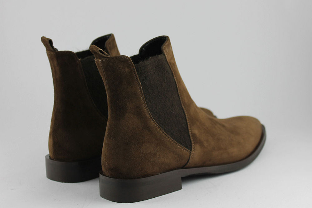 'Elettra' Brown Pointed Suede Ankle Boot