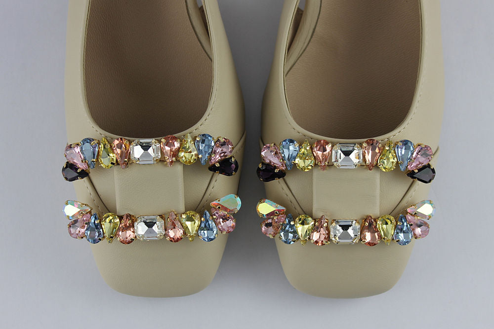 'Hilary' Cream Slingback with Jewels