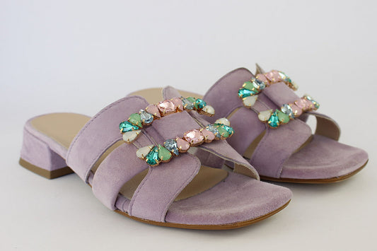 'Idra' Mule in Lilac with Jewels