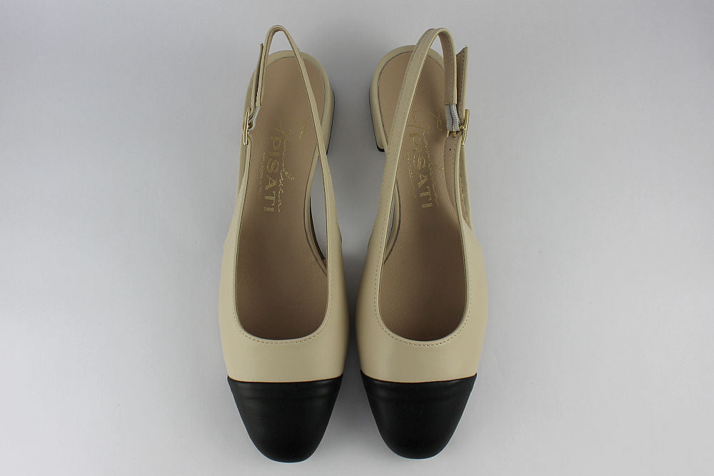 'Wendy' Slingback in Cream & Black