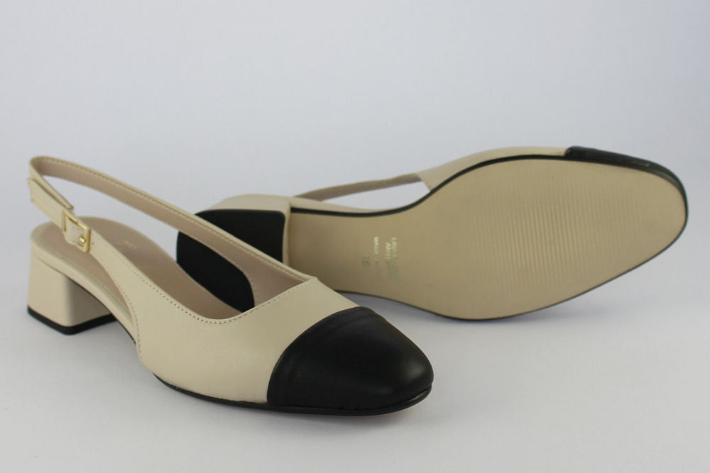 'Wendy' Slingback in Cream & Black