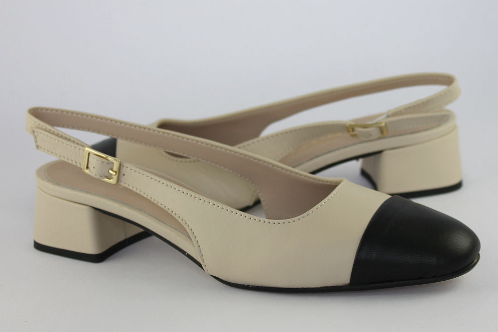 'Wendy' Slingback in Cream & Black