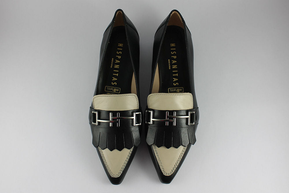 'Dali-Tuxe' Black and Almond Pointed Loafer