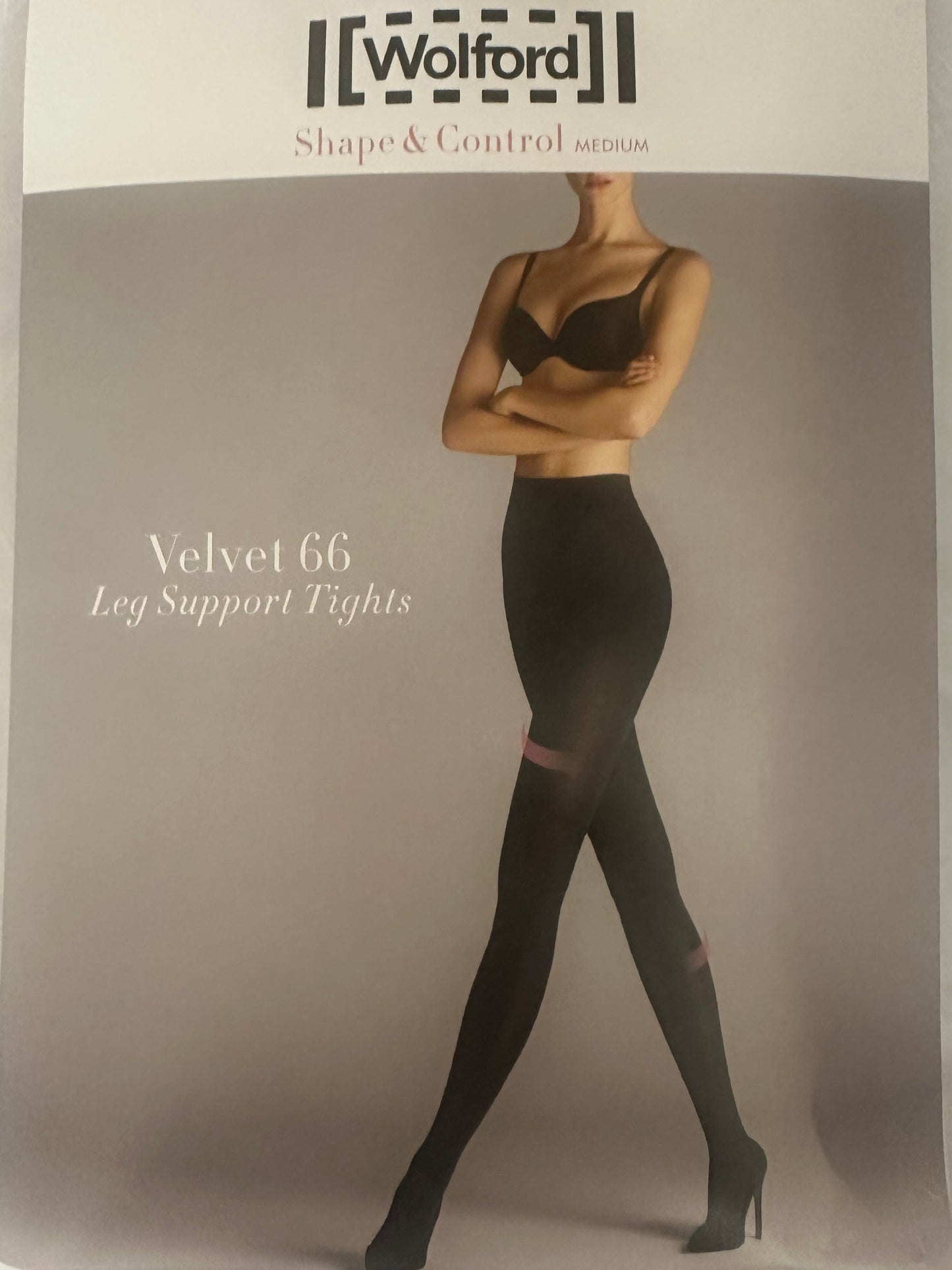 'Shape & Control' Velvet 66 Leg Support Tights in Black
