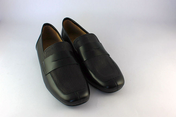 'Maria' Black Snake Leather Loafer