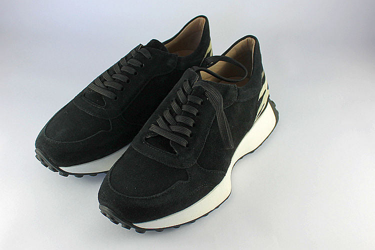 'Lucia' Suede Black with Camo Detail Trainer